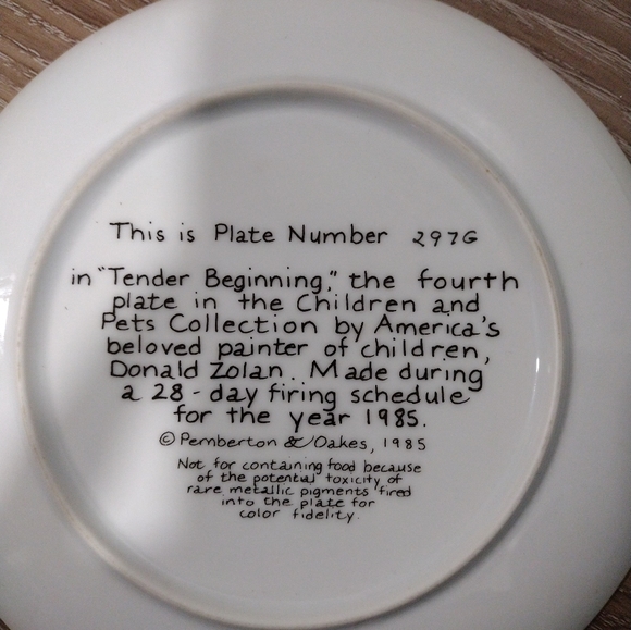 3 for $35 Tender Beginning Collector Plate #4 Children And Pets Collection - Picture 2 of 3